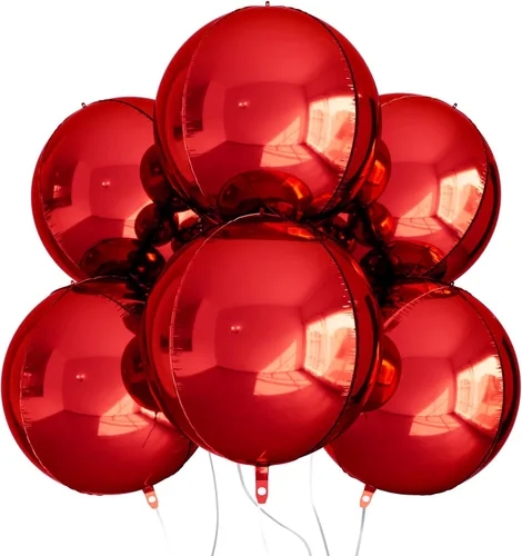 Vista 8 de AULE Decoraciones de globos negros para fiesta, paquete de 6, globos negros metálicos 4D gigantes de 22 pulgadas, globos redondos grandes de Mylar