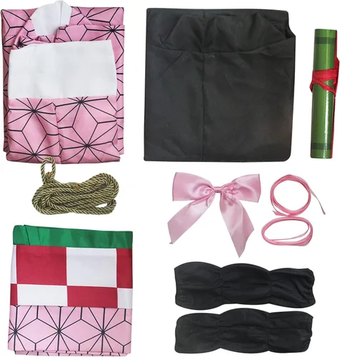 Vista 5 de Mukola Conjunto completo de kimono de anime para niños, traje de batalla para niñas, uniforme de capa de equipo, uniforme