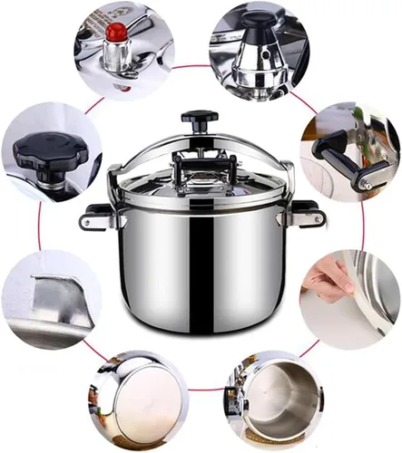 Vista 6 de Olla a presión comercial a prueba de explosiones de 26L de gran capacidad de acero inoxidable 304 olla de cocina de alta presión para restaurante