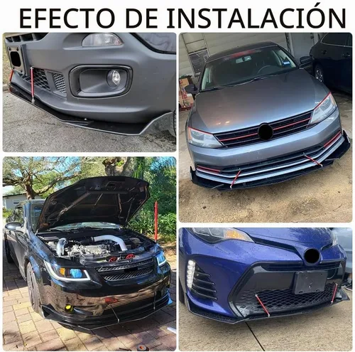 Vista 4 de DREAMIZER Alerón Universal para Labio de Parachoques Delantero con Varilla de Puntal Alerón Ala Kit de Carrocería Ancha Alerón con Varillas Esquina