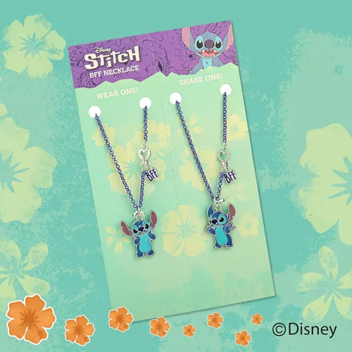 Vista 6 de Disney Lilo & Stitch - Juego de 2 collares de mejores amigas con dije de BFF y Stitch, con licencia