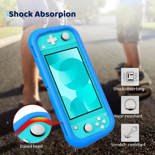 Vista 6 de Fintie Kids Case for Nintendo Switch Lite 2019 w2 Game Card Slots - Ultralight Shockproof Protective Cover with Ergonomic Grip, Kids Friendly Grip