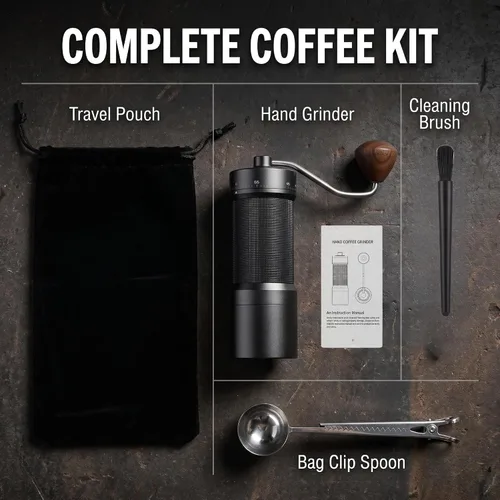 Vista 7 de Molinillo de café manual, 55 niveles ajustables para rebabas de café