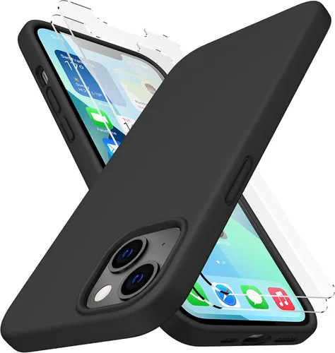 Vista 15 de CellEver Funda de silicona resistente para iPhone 12 y 12 Pro, dos protectores de pantalla de vidrio inastillables, protección militar contra Negro