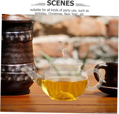 Vista 8 de CALLARON Tea Party - Tetera de vidrio para sala de té, tetera portátil con infusor