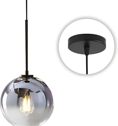 Vista 9 de KCO Iluminación - Lámpara colgante de 3 luces con globos en grupo, candelabro de cristal moderno, lámpara colgante de cristal dorado de 3 luces
