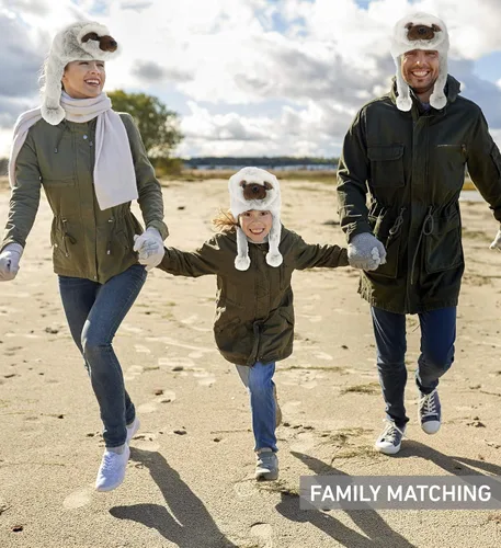 Vista 5 de DolliBu Gorro de felpa Gorro de forro polar suave con orejeras, cálido sombrero de invierno para niños, adolescentes y adultos Disfraz divertido