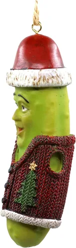 Vista 2 de Jolly Pickle - Adorno festivo para árbol de Navidad, figura de resina de 4 pulgadas, decoración navideña, regalo divertido ideal para intercambio
