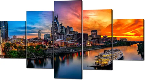 Vista 6 de Nashville Wall Art Nashville TN, impresiones en lienzo (60 x 32 pulgadas)