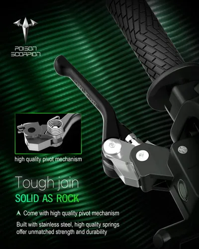 Vista 4 de POISON SCORPION Palancas de freno y embrague negras pivotantes para bicicleta de cross compatibles con KX65 00-25 / KX85 01-25 / KX100 01-21 / KX125