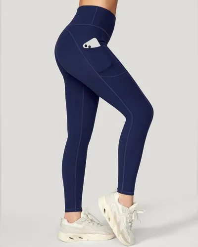 Vista 2 de IUGA Pantalones deportivos para yoga y entrenamiento para mujer, de talle alto, con control de abdomen, bolsillos, tela elástica en 4direcciones