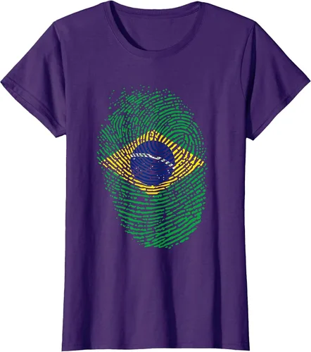 Vista 22 de Camiseta patriótica de la bandera brasileña con huella dactilar Asphalt Grey