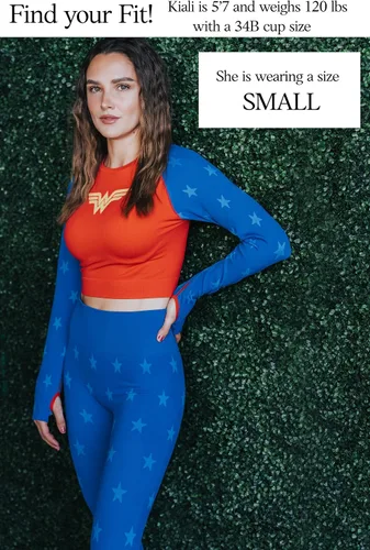 Vista 4 de DC Comics Conjuntos de entrenamiento activo para cosplay para mujer, Wonder Woman, Batgirl, Harley Quinn, Supergirl, conjuntos de leggings de 2