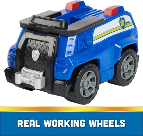 Vista 7 de Paw Patrol, Patrulla de Chase, Vehículo de juguete con figura de acción coleccionable, juguetes para niños con conciencia sostenible para niños