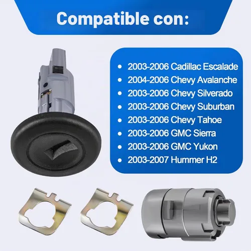 Vista 2 de Cilindro de bloqueo de interruptor de encendido con cilindros de bloqueo de puerta delantera para Chevy Silverado Cadillac Escalade GMC Sierra H2