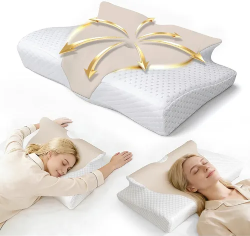 Vista 10 de Almohada cervical cervical para aliviar el dolor, almohada Azul claro