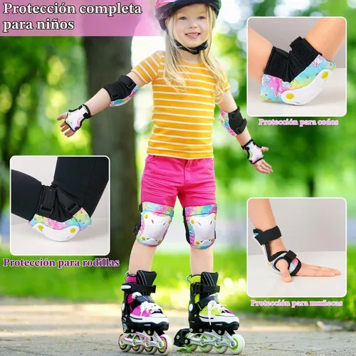 Vista 2 de FIODAY Rodilleras para niños, rodilleras para niños pequeños y coderas, muñequeras con bolsa de cordón, juego de equipo de protección ajustable
