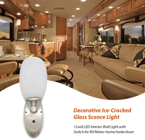 Vista 2 de Dream lighting Luces LED de pared de vidrio CC de 12 voltios para RV, remolque, quinta rueda, barco, aplique de pared de vidrio para iluminación