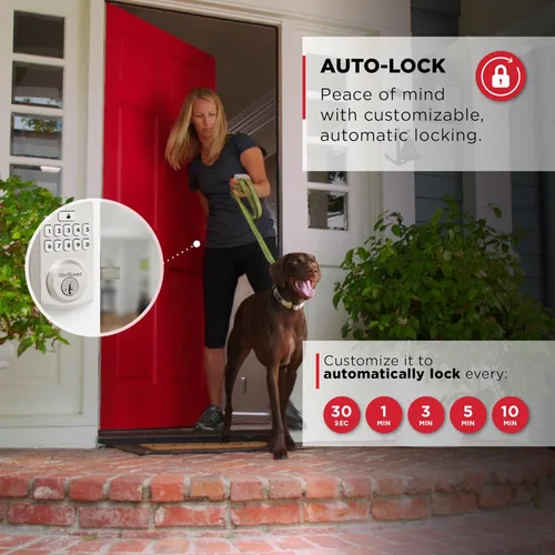 Vista 5 de Kwikset SmartCode 260 Cerradura Electrónica de Entrada sin Llave con Teclado y Pestillo de Seguridad, con Auto-Bloqueo, Códigos de Usuario Níquel