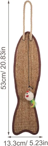 Vista 5 de Mipcase Alfombrilla protectora de sisal colgante con forma de pez para gatos de 20.67 pulgadas, afilado de garras de muebles y funda de sofá