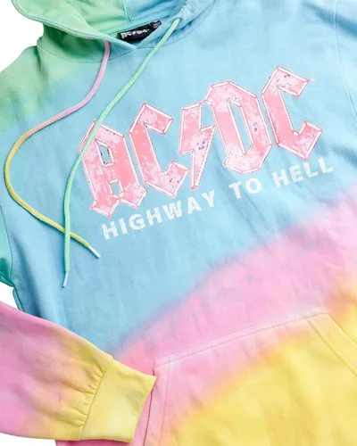 Vista 2 de ACDC Sudadera para mujer, sudadera con capucha vintage de teñido anudado, sudadera retro de concierto Hard Rock para mujer (S-XL)