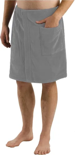 Vista 3 de robesale Envolturas personalizadas de algodón de rizo para hombre, para spa, playa, gimnasio, piscina, negro, XXL