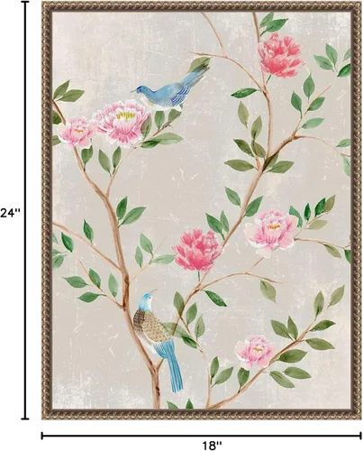 Vista 7 de Amanti Art Lienzo enmarcado para pared, 24 x 18 pulgadas, jardín de pájaros I de Aria K, lienzo enmarcado para pared, obras de arte de animales