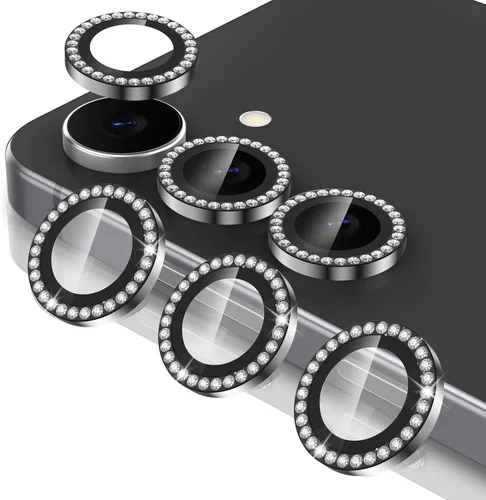 Vista 173 de Casetego Protector de lente de cámara para Galaxy Z Fold 8, [Diseño de purpurina mejorado], [Fuerte adherencia], lente de vidrio templado 9H negro