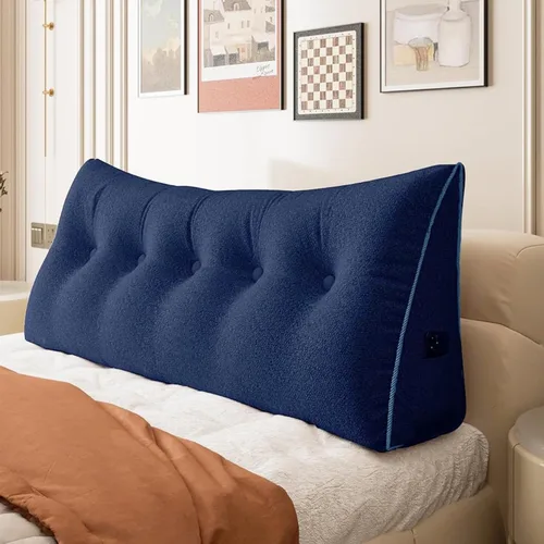 Vista 20 de Almohada de cuña doble gruesa de 8 libras para cabecero de dormitorio universitario, almohada de cuña de terciopelo con respaldo triangular