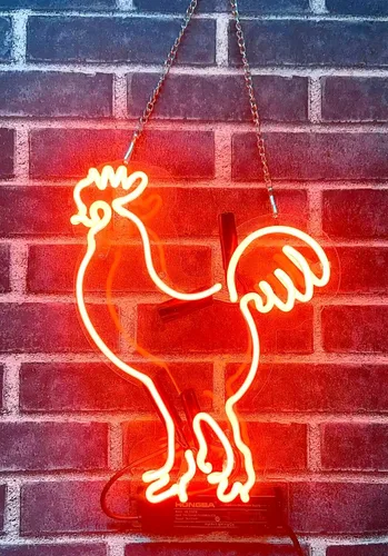 Vista 3 de Queen Sense 14 "pollo gallo neón signo acrílico hecho a mano hombre cueva cerveza pub bar decoración de pared lámpara luz A114CRRA2