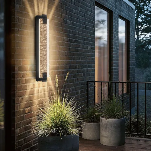 Vista 8 de camuucci Luz para exteriores del anochecer al amanecer, luces LED de porche de 15.7 pulgadas para exteriores, impermeable, moderno, soporte de pared