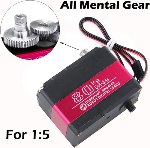 Vista 2 de RDS5160 Servo 132.3 lbs RC Digital Servo High Torque Mental Gear 180 270 grados con disco de montaje en forma de U para 1/5 RC Car Robotics DIY