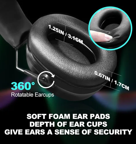 Vista 3 de HZ012 NRR Orejeras de seguridad de 28dB, protección auditiva pasiva de espacio auditivo profundo Proetctors de oído duraderos, para carpintería