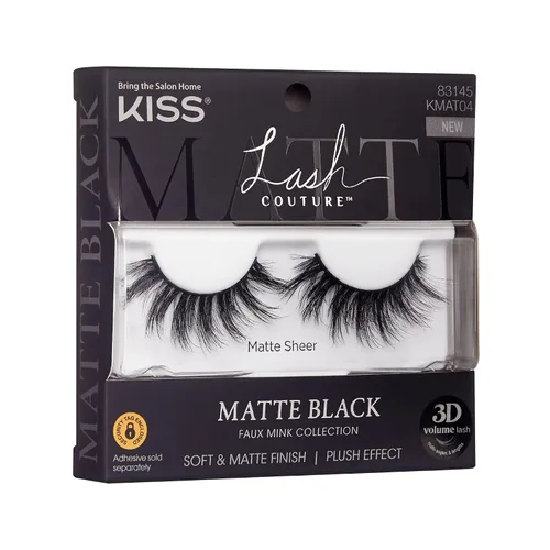 Vista 2 de Kiss Pestañas postizas de color negro mate, 0.630 in, incluye 1 par de pestañas, fáciles de aplicar, racimos de pestañas reutilizables