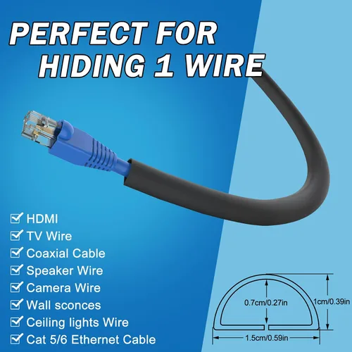 Vista 3 de UOMTFAI Ocultador de Cables de Pared de 39 Pulgadas - Cubierta de Cable Autoadhesiva para Paredes, Ocultador de Cables de PVC Flexible para Hogar