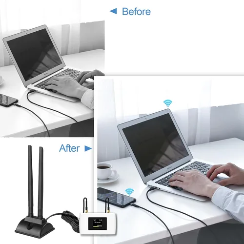 Vista 6 de Bingfu 4G LTE Antena Base Magnética 6dBi 4G LTE MIMO SMA Antena Macho Compatible con 4G LTE Wireless CPE Router Cellular Gateway Industrial IoT