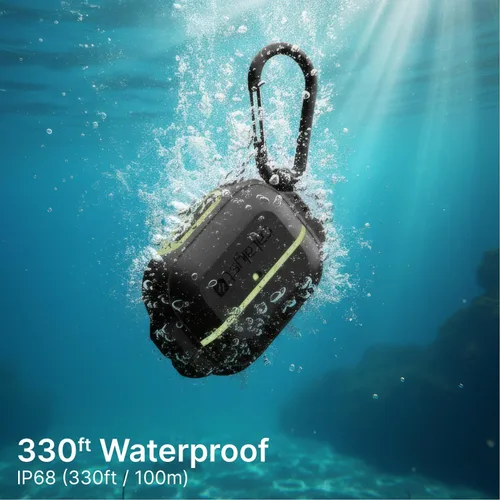 Vista 3 de Catalyst Funda para AirPods Pro de 2ª/1ª generación con cierre seguro y mosquetón, IP68 impermeable de 330 pies y grado militar a prueba de caídas
