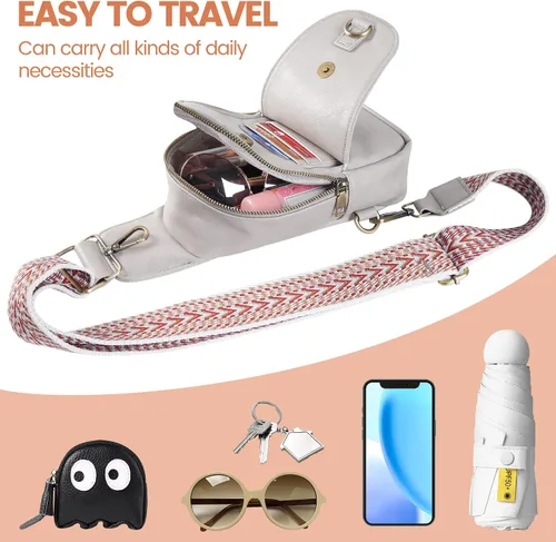 Vista 2 de KFXFENQ Bolso bandolera para mujer, de piel sintética, bolso bandolera pequeña, mochila cruzada multiusos para el pecho, para mujer, ciclismo