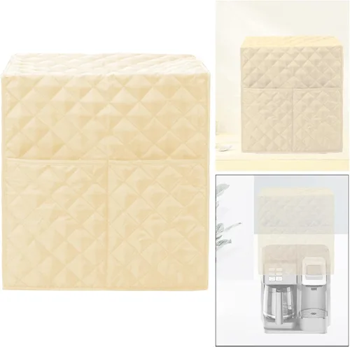Vista 3 de KLKCMS Cubierta para máquina de café, Funda protectora acolchada para máquina de café, Cubiertas para electrodomésticos de cocina, beige