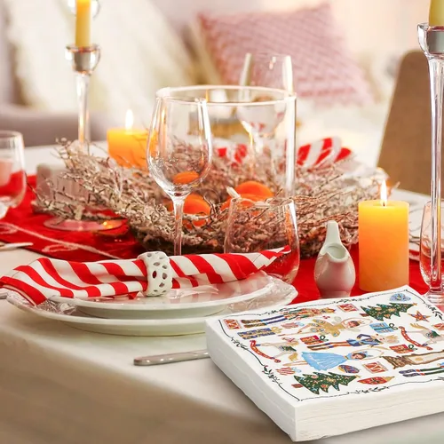 Vista 6 de AnyDesign Paquete de 80 servilletas de papel cascanueces desechables de acuarela cascanueces servilletas de Navidad decorativas para postres
