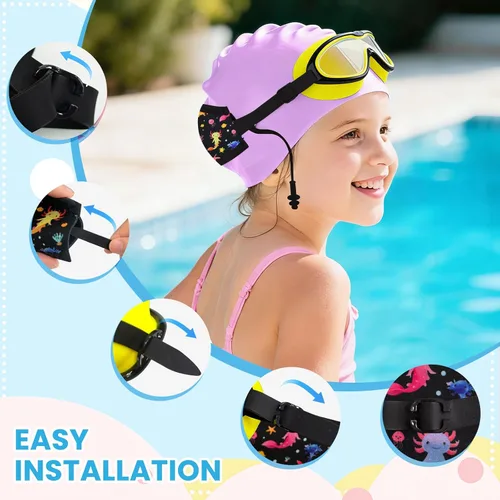 Vista 3 de Axolotl - Gafas de natación para niños pequeños, correa de tela, sin dolor, antiniebla, tapones para los oídos antifugas para niños y niñas