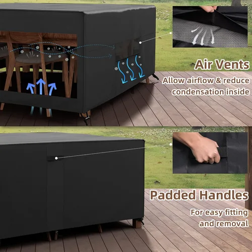Vista 5 de MR. COVER Fundas de mesa de patio para muebles de exterior, fundas de muebles de patio, impermeables, resistentes, 115 pulgadas de largo x 76