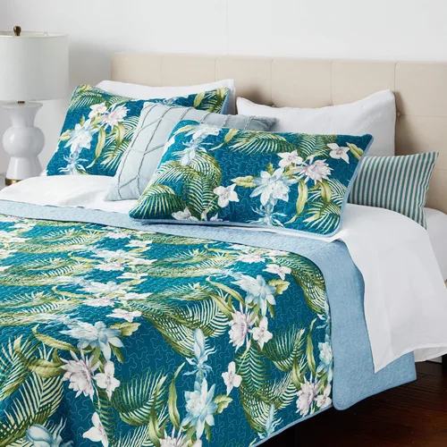 Vista 15 de Tommy Bahama - Juego de colcha tamaño Queen, ropa de cama reversible de algodón con fundas a juego, juego de ropa de cama transpirable para todas