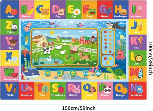Vista 3 de Tapete de juego para el suelo, tapete de juego para niños, tapete educativo para el tiempo boca abajo, tapetes de juego ABC suaves para niños