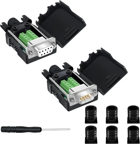 Vista 13 de 10 conectores DB9 macho Breakout, conectores RS232 de 9 pines, placa de módulo adaptador serie D-SUB RS485 sin soldadura con terminales de tornillo