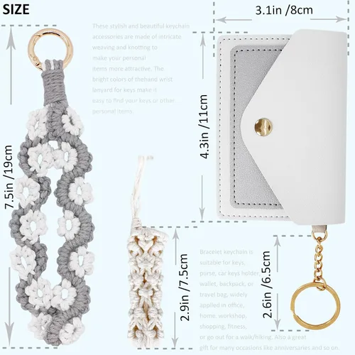 Vista 30 de BIHRTC Llavero de pulsera boho con soporte para lápiz labial, pulsera hecha a mano