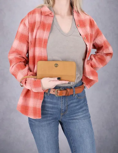 Vista 5 de Timberland - Cartera de piel con cremallera de interferencia de radiofrecuencia RFID para mujer con correa para la muñeca