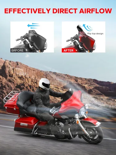 Vista 2 de Amazicha Parabrisas delantero negro de 6 pulgadas compatible con Harley Electra Street Glide Touring 1996-2013