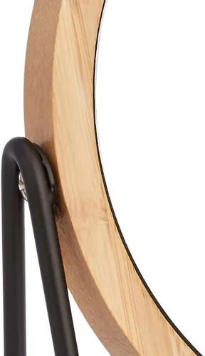 Vista 4 de Amazon Basics Espejo redondo de tocador con borde de bambú, aumento, montaje de mesa, negro, 7.56 pulgadas de largo x 2.87 pulgadas de ancho