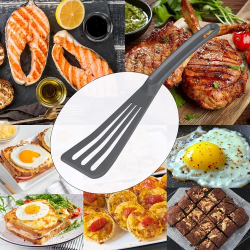 Vista 7 de Espátula ranurada, espátula profesional resistente al calor, espátula segura para utensilios de cocina antiadherentes